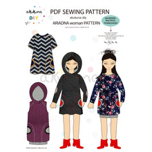 Cargar imagen en el visor de la galería, Patrón pack ARIADNA WOMAN + ARIADNA GIRL+ TESEO