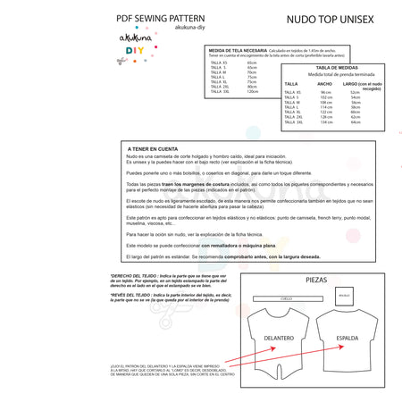 Patrón NUDO TOP UNISEX